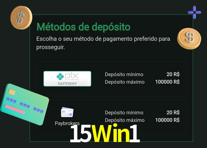 O cassino 15Win1 oferece uma grande variedade de métodos de pagamento